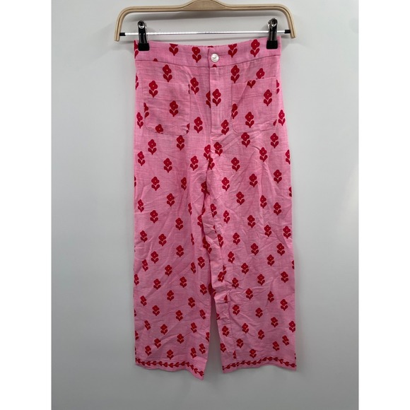 NWT Zara Pajama Pants Girls 9-10 Years Pink/Red Floral Straight Leg Pockets - Picture 2 of 13